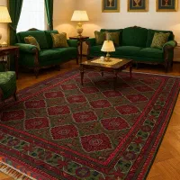 فرش دستباف کرک جفت ۶ متری سبزجفت ۹ لاکیشم داریم|فرش|مشکیندشت, |دیوار