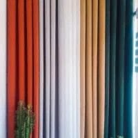 پرده پانچ مخمل و حریر ساده|پرده، رانر، رومیزی|امیدیه, |دیوار