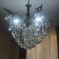 لوستر برنجی ۵ شاخه با الماس اتریشی|لوستر و چراغ آویز|تهران, گرگان|دیوار