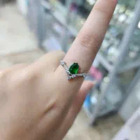 انگشتر تکنگین سبز نقره|بدلیجات|کرمانشاه, |دیوار