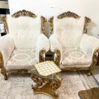 مبل ۷ نفره نیم استیل ۲ عدد میزعسلی وجلومبلی و بوفه|مبلمان خانگی و میز عسلی|پردیس, فاز ۱۱|دیوار