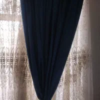 پرده تور بهترین جنس 25متر تور با دو دستک مخمل آبی