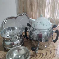 سماور به همراه قوری سینی و کاسه|سماور، چای‌ساز، قهوه‌ساز|قزوین, |دیوار