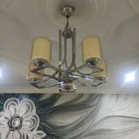 سه عدد لوستر فلزی رنگ استیل سالم