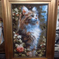 تابلو فرش دستباف گربه ملوس اعلا golha