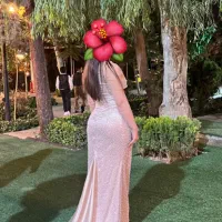 لباس مجلسی تمام کارشده مروارید و سنگ در حد نو