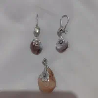 نیم ست نقره دستساز با سنگ عقیق عسلی