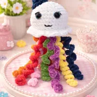 عروسک بافتنی/ عروس دریایی رنگین کمانی