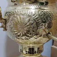 سماور برنجی زغالی ساده طرح دار آینه ۱۰ لیتری|صنایع دستی و سایر لوازم تزئینی|رباط‌کریم, شترخوار|دیوار