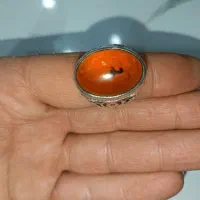 انگشتر نقره نگین کهربا اصل