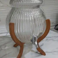 کلمن شیشه ای پایه چوبی ۴ لیتری
