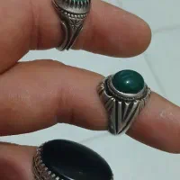 انگشتر فیروزه عقیق سبز عقیق سیاه