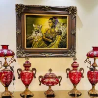 کریستال دکوری‌ پذیرایی گلدان برنزنوطلاکوب آنتیک چک