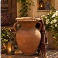 کوزه سفالی قدیمی وگلدان بزرگ سفالی