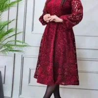 پارچه دانتل زرشکی
