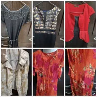 مقداری لباس مجلسی مانتو شلوار شال و روسری