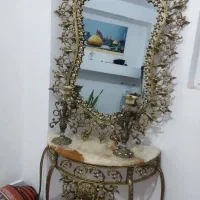 آینه و کنسول برنز اصل ویک ساعت ایستاده چوبی