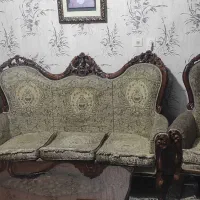 مبل استیل9نفره چوب راش جنگلی به همراه میز وعسلی