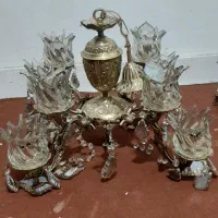 دو عدد لوستر ۴ شاخه ۸ شعله برنزی|لوستر و چراغ آویز|تهران, افسریه جنوبی|دیوار