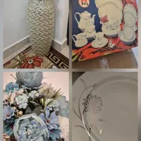 سرویس چینی۶ نفره گلدان ۱متری بزرگ وباکس گل
