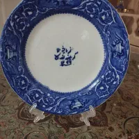 بشقاب فرمایشی و قاب گرد سورمه ای قدیمی و انتیک