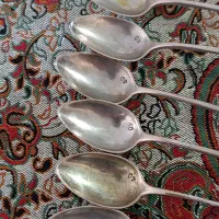یک دست کامل قاشق چایخوری نقره عتیقه|کلکسیون اشیاء عتیقه|شیراز, هفت تنان|دیوار