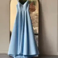 پیراهن مجلسی نامزدی آبی آسمانی خوشرنگ تنخورش شیک