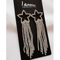 گوشواره آویز بلند ستاره فول نگین