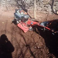 شخم زدن با تیلر و علف زنی