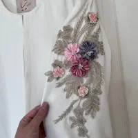 کت سفید مجلسی زنانه آستین کار شده