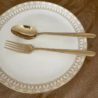 ۲ دست قاشق و چنگال طلایی
