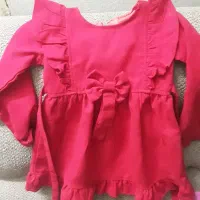 لباس دخترانه اناری رنگ شب یلدایی همراه باکلاه