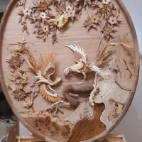 تابلو معرق و منبت باغ پرندگان