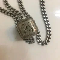 زنجیر کارتیر نقره و‌انگشتر نقره قلم‌کاری یا حسین