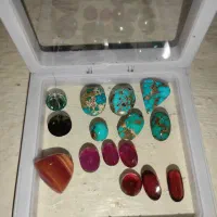 15عدد نگین فیروزه یاقوت سرخ موزینایت باباقوری