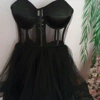 پیراهن مشکی عروسکی با فنر دوزی