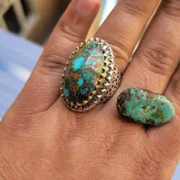 انگشترنقره فیروزه نیشابور خیلی درشت وزن ۳۵ گرم