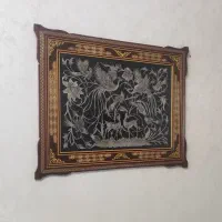 تابلو قلم زنی دوغزال ون یکاد تابلو مسی خاتم کاری