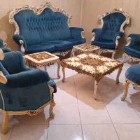 مبلمان سلطنتی کلاسیک آبی فیروزه ای