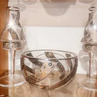 شمعدان کریستال طلاکوب