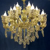 لوستر آویز شامپاینی عسلی۲-۲۲فلز برنج شاخه برنج