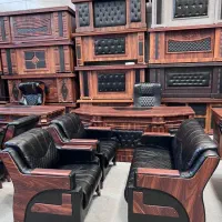 ست کامل مبلمان نیمست میزمدرن آنتیک توری چرم دفترست