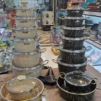 سرویس قابلمه مدل فروآنس 8تیکه طرح سنگ چدن با تابه|ظروف پختوپز|یزد, |دیوار