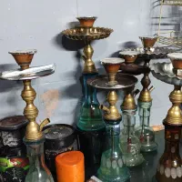 تعدادی قلیان برنجی قهوه خانه