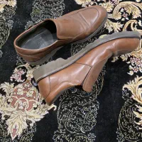 کفش چرم قهوه ای مردانه