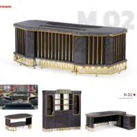 مبلمان اداری،میز مدیریت طوسی طلایی