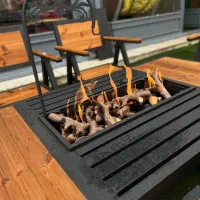 میز ویلایی کافه رستورانی /اتشدان تلفیق چوب و فلز