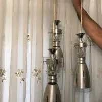 لوستر سه تایی درحد نو شیشه و استیل باکیفیت|لوستر و چراغ آویز|تهران, ونک|دیوار