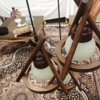 لوستر سه شعله چوبی