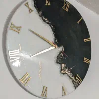 ساعت دیواری سیاه طلایی با روکش رزین طرح مرمر|ساعت دیواری و تزئینی|پارس‌آباد, |دیوار